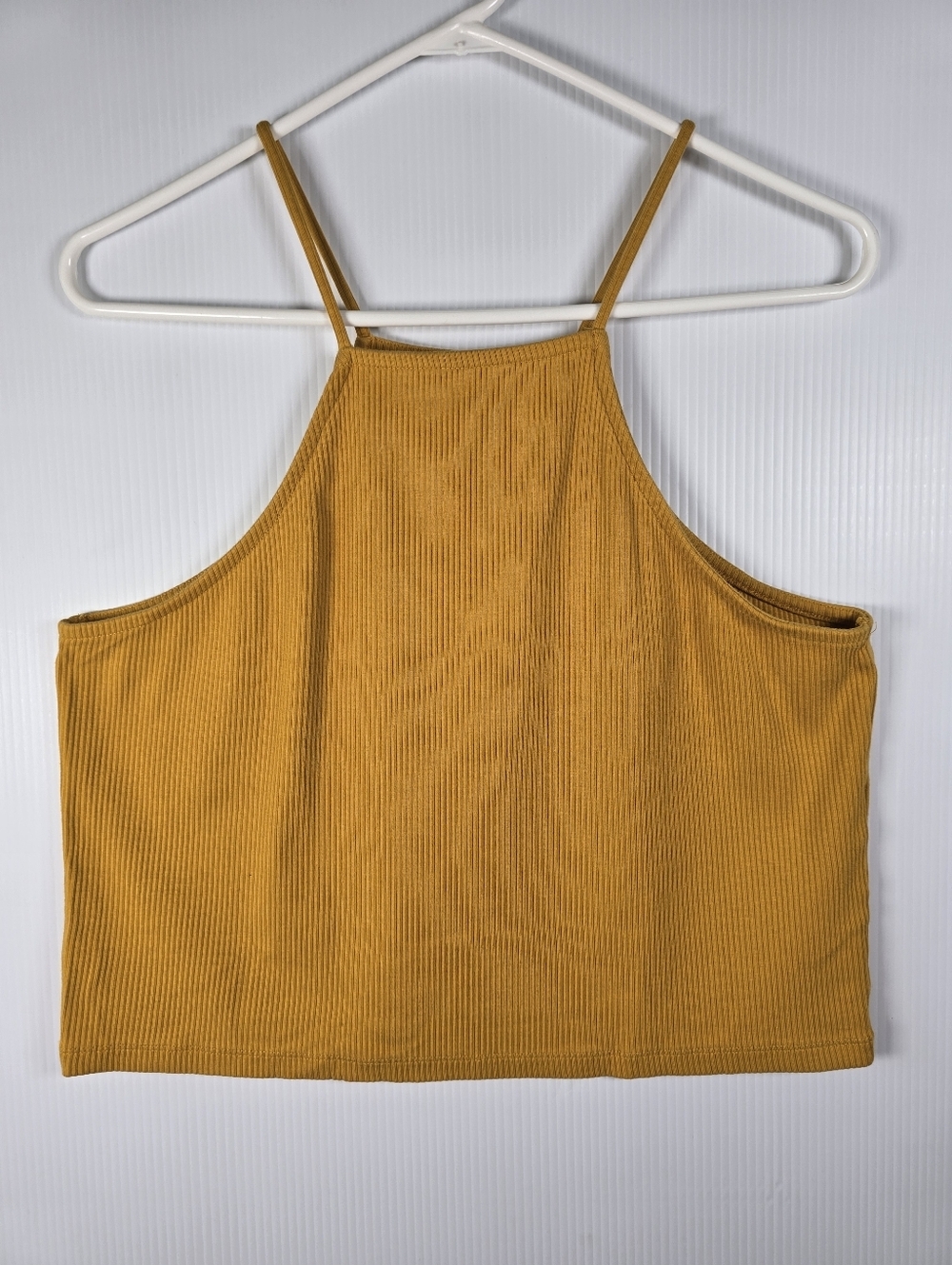 J. Crew Ribbed Halter Crop Top in Mustard  Size XL Summer Festival Boho Vacation